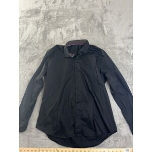 Bertigo Mens Shirt 2XL  Black Button Front Dress Long Sleeve Contrast Collar